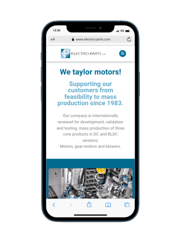 Sviluppo del sito di Electro-Parts per dispositivi mobili