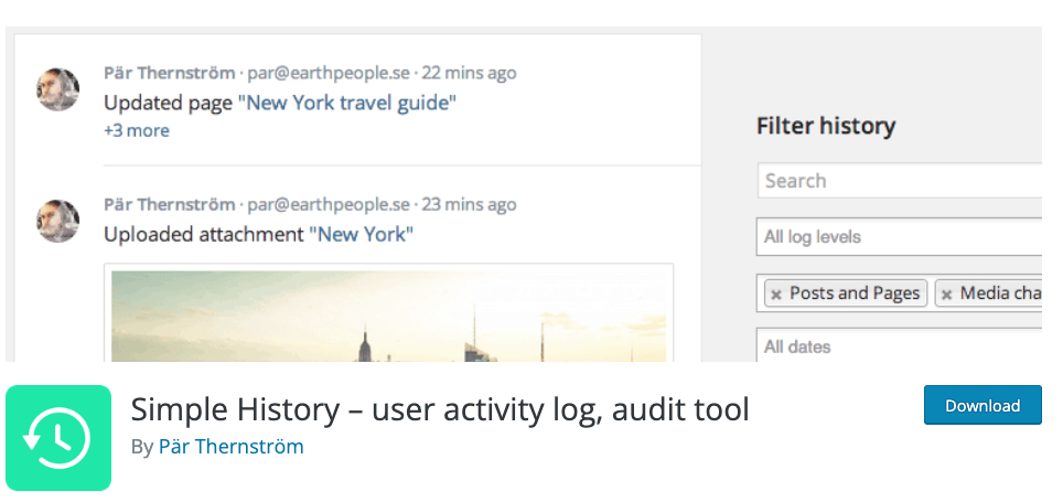 Simple History, per conservare una traccia delle modifiche eseguite su un sito WordPress
